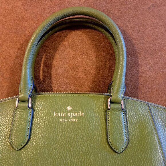 Kate Spade Parker green pebble leather signature satchel bag - Picture 2 of 9